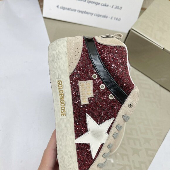 Golden Goose Mid Star In Burgundy Glitter With Gray Inserts And White Star - Picture 6 of 9